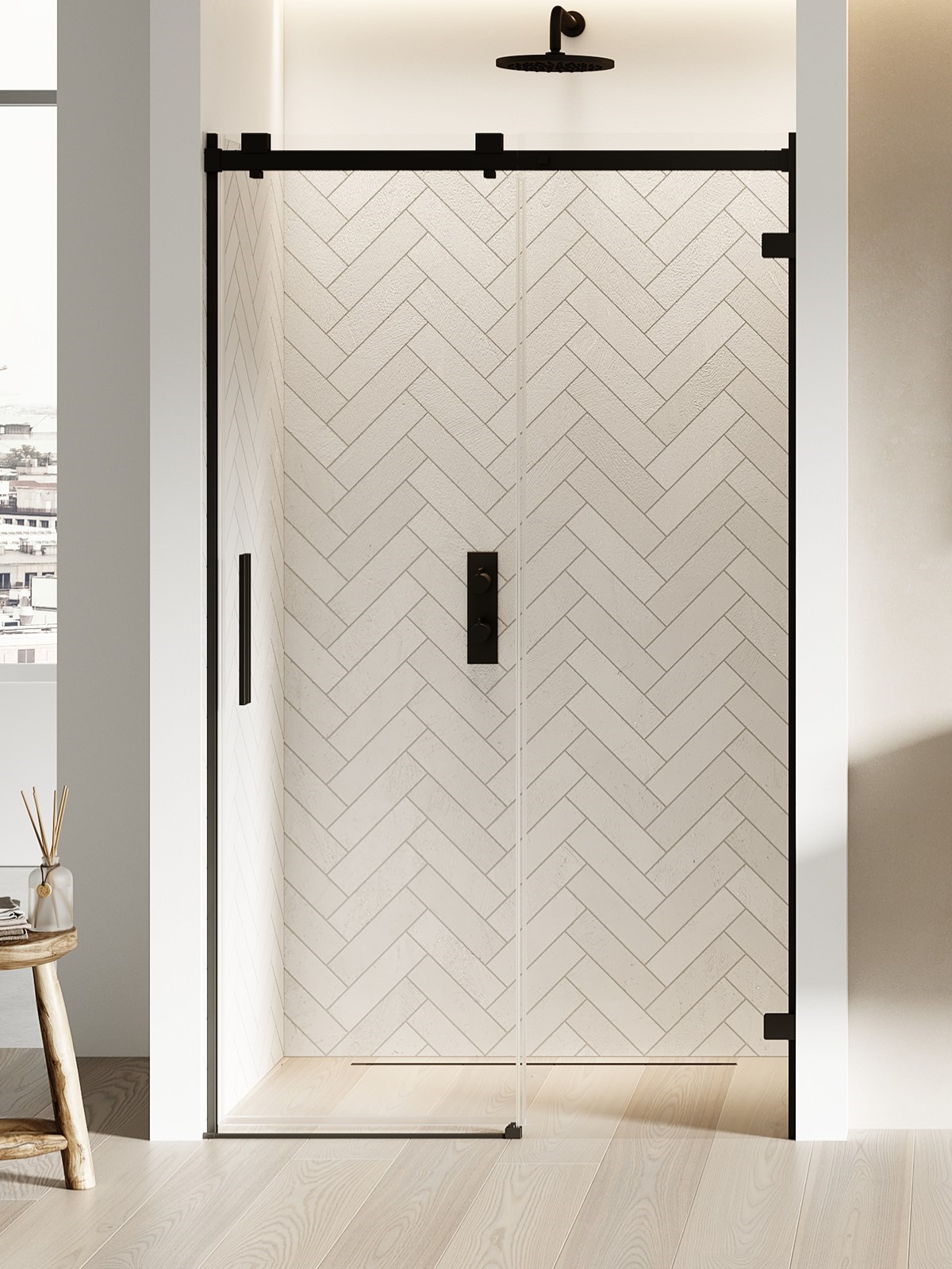 New Trendy Softi X Black puerta de ducha 180 cm corredera negro mate/vidrio transparente EXK-5367