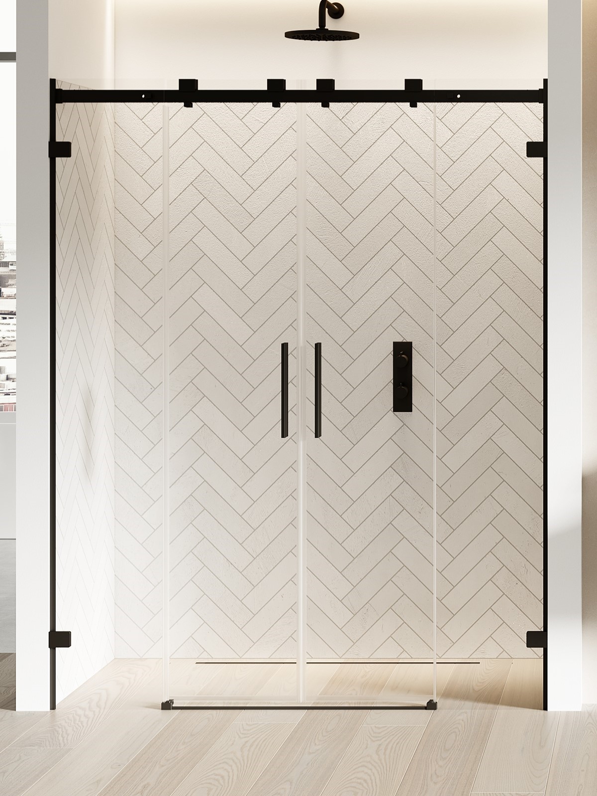 New Trendy Softi X Black puerta de ducha 160 cm corredera negro mate/vidrio transparente EXK-5372