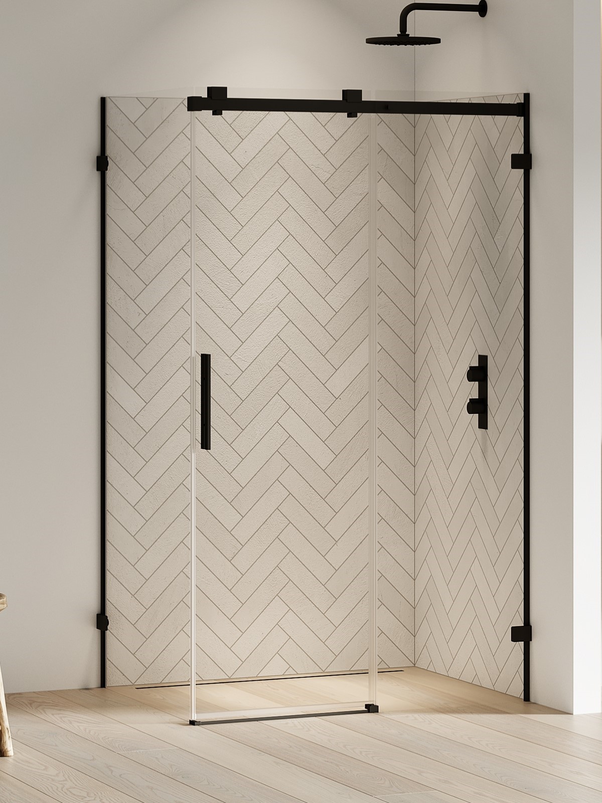 New Trendy Softi X Black cabina de ducha 100x100 cm cuadrada negro mate/vidrio transparente EXK-5380