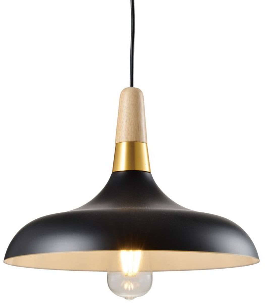 GTV Skandi lámpara colgante 1x40 W negro-oro-madera OS-SKAN2-10-DEC