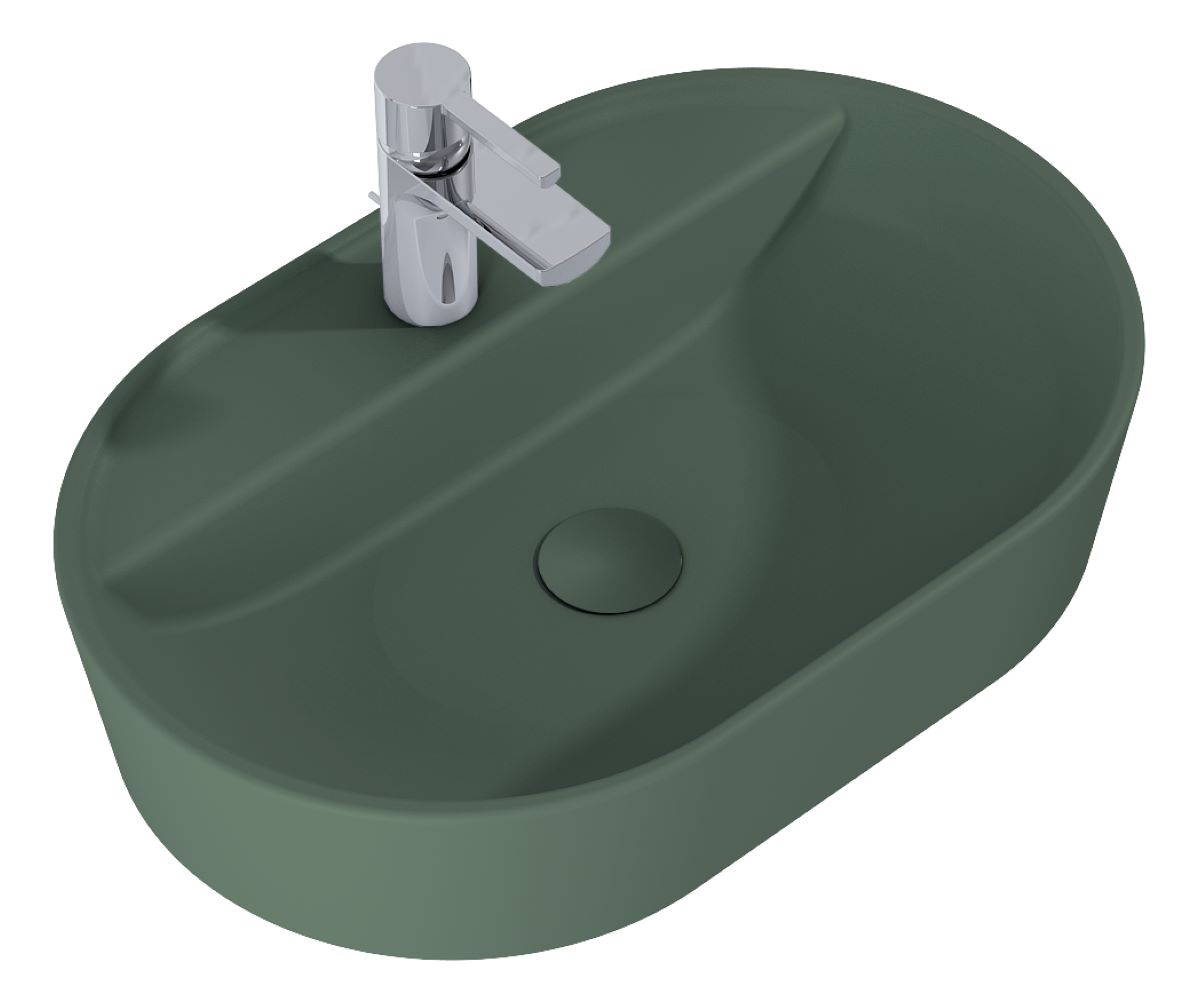 Elita Babette lavabo 62x41.2 cm oval sobre encimera verde RE040620017010