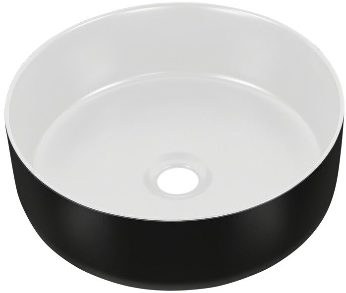 Comad Simple lavabo 36x36 cm circular sobre encimera blanco-negro UM-6259 SIMPLE 8.