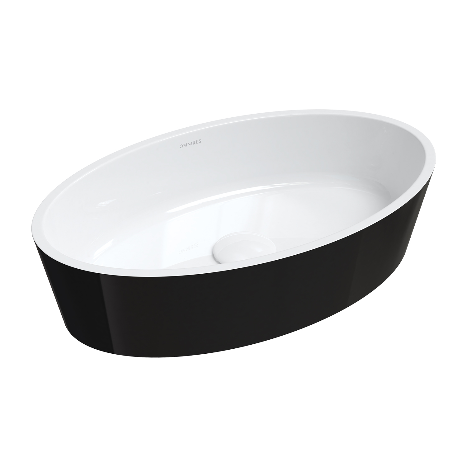 Omnires Bari M+ lavabo 50x30 cm oval sobre encimera blanco-negro BARI500UNBCP