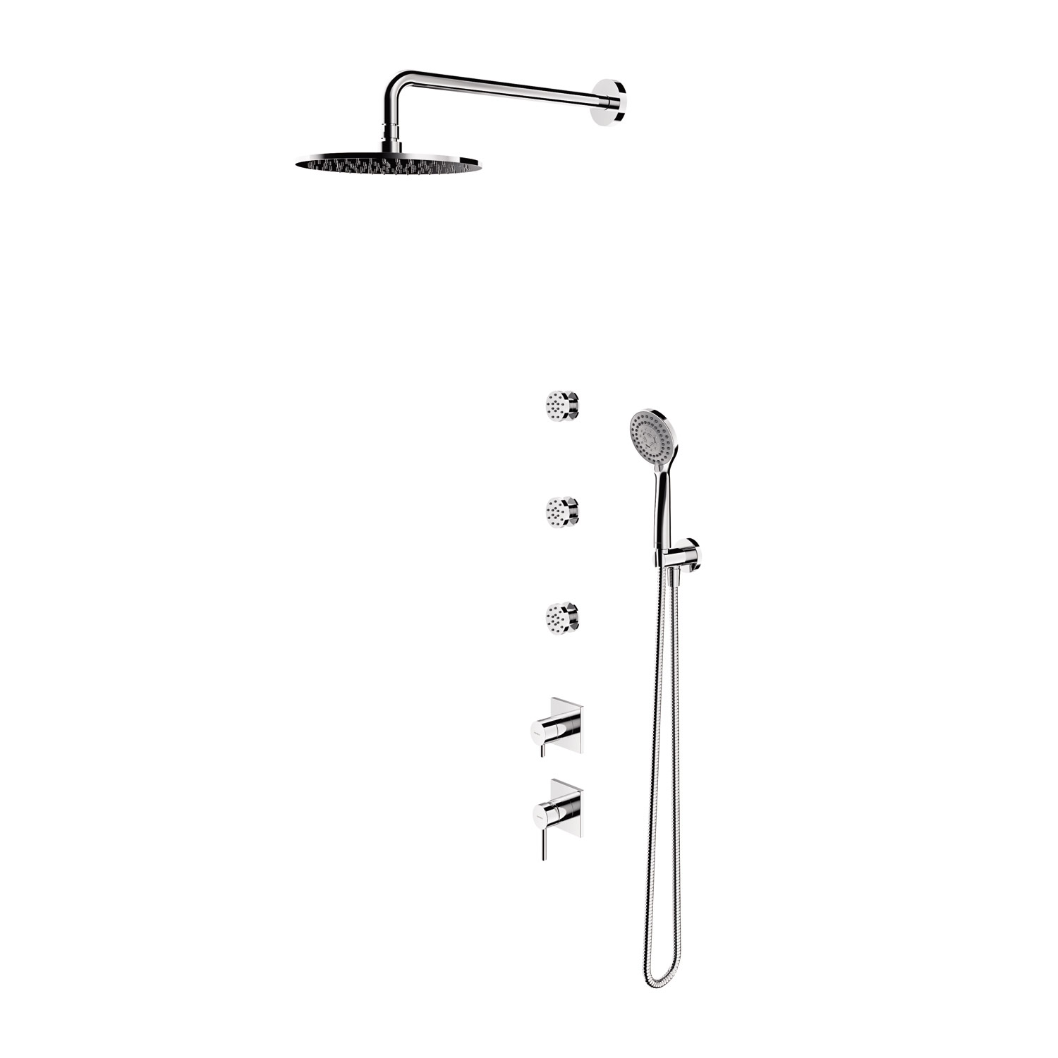 Omnires Y conjunto de ducha a pared con rociador con efecto lluvia cromo SYSY30XCR