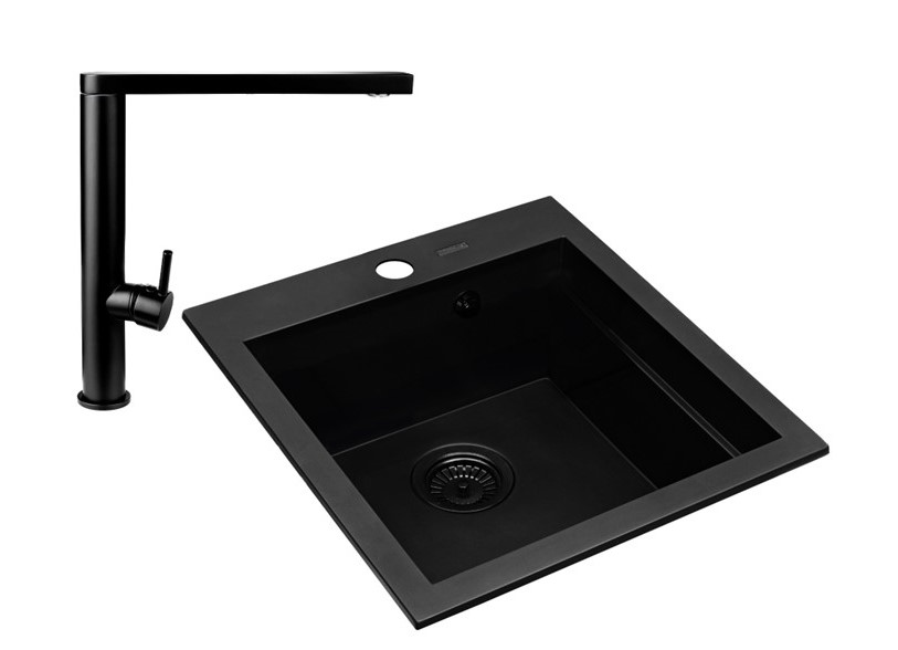 Pyramis Siros fregadero con grifo negro/negro 079822801BT
