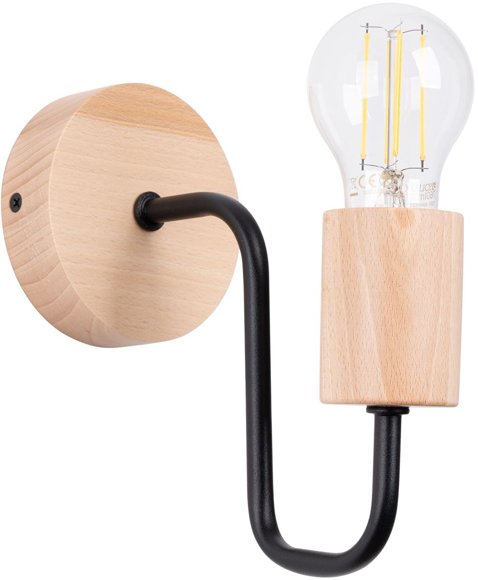 Sollux Lighting Timbo lámpara de pared 1x15 W negro-madera SL.1668