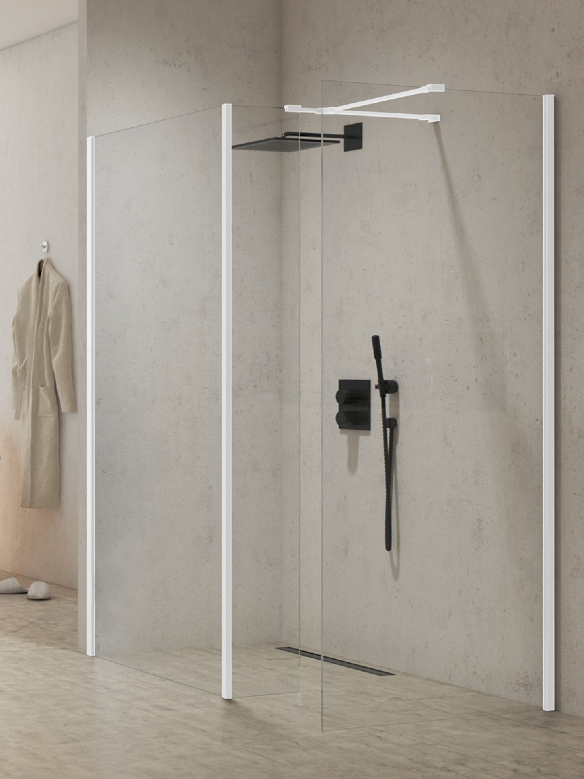 New Trendy New Modus White mampara de ducha walk-in 110 cm blanco mate/vidrio transparente EXK-6986
