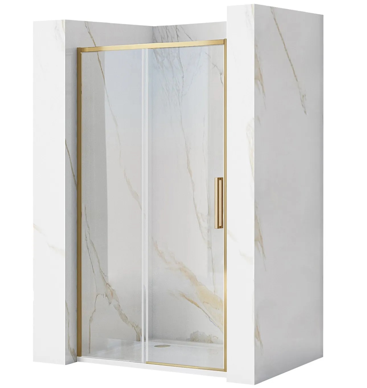 Rea Rapid Slide puerta de ducha 110 cm corredera oro cepillado/vidrio transparente REA-K4708