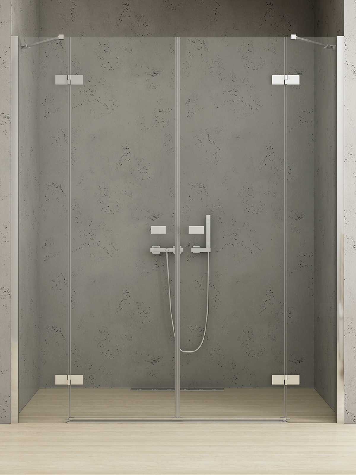 New Trendy Reflexa puerta de ducha 220 cm oscilante cromo brillante/vidrio transparente EXK-5074