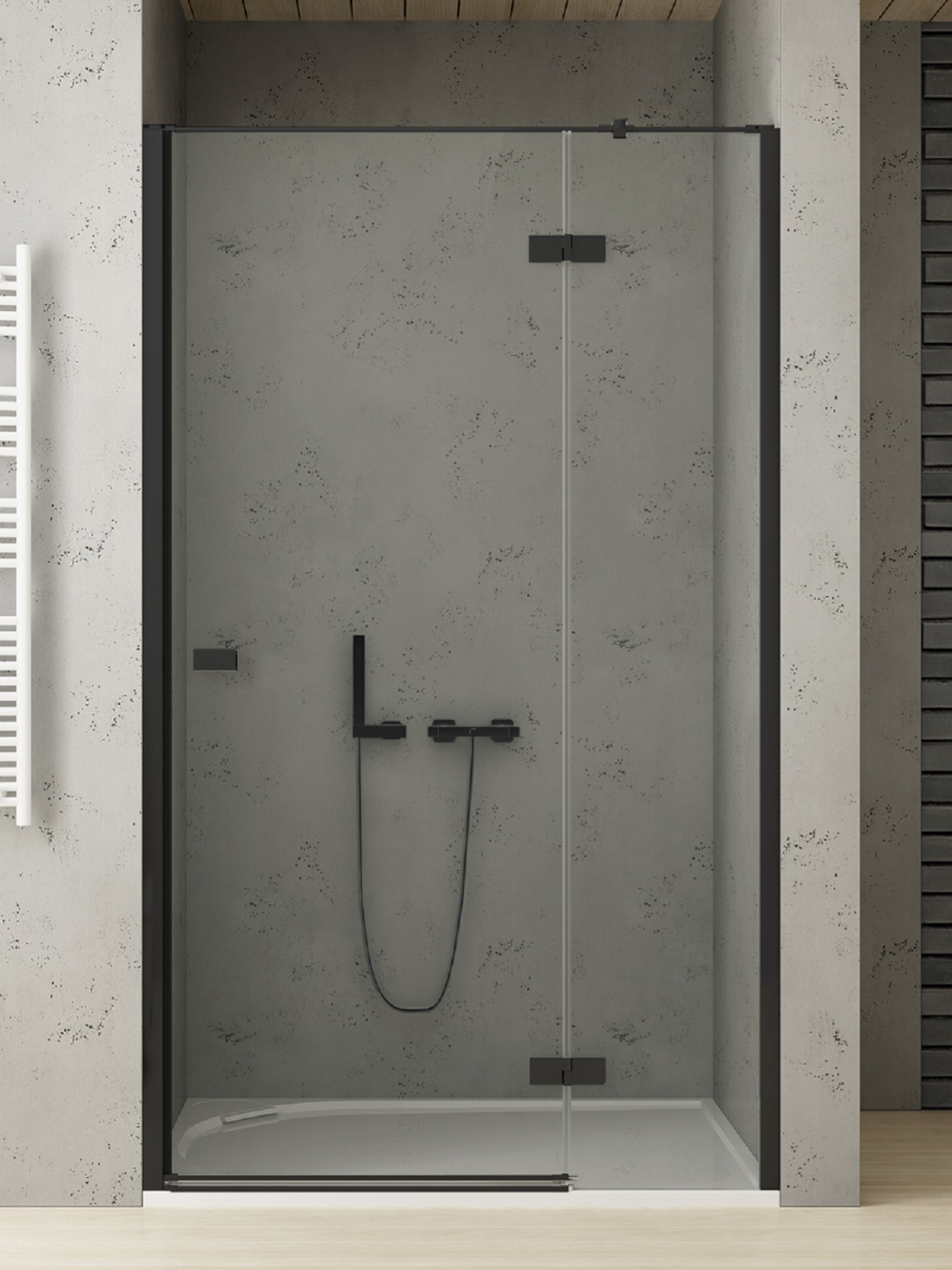 New Trendy Reflexa Black puerta de ducha 120 cm oscilante negro mate/vidrio transparente EXK-4907