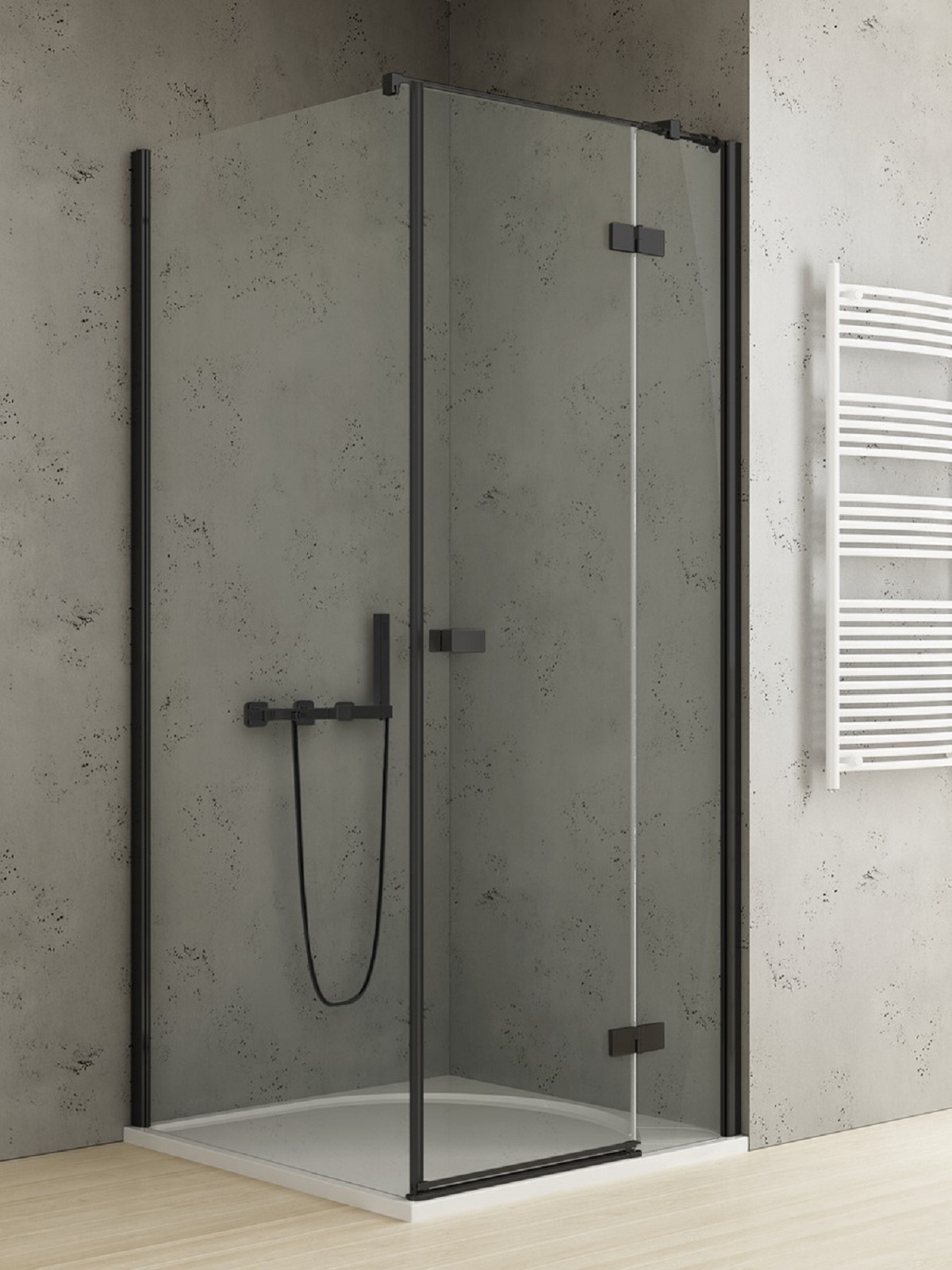 New Trendy Reflexa Black cabina de ducha 90x80 cm rectangular negro mate/vidrio transparente EXK-4917