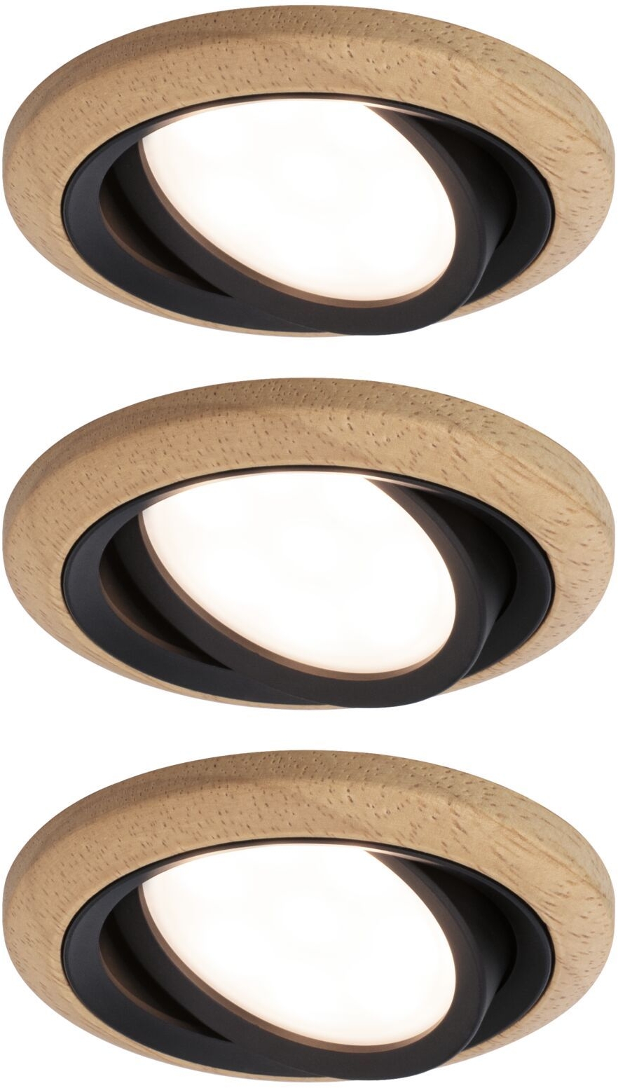 Paulmann Lanati lámpara empotrada 3x6 W negro-madera 92237
