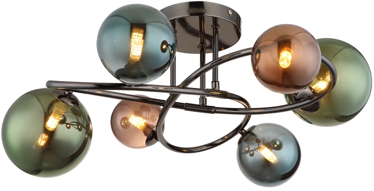 Globo Lighting Riha lámpara colgante 6x3.5 W verde-ahumado-azul-gris/gris ceniza 56142-6D