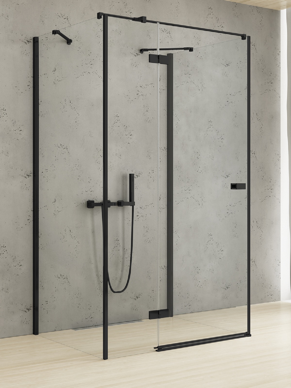 New Trendy Reflexa Black cabina de ducha 90x70 cm rectangular negro mate/vidrio transparente EXK-5009