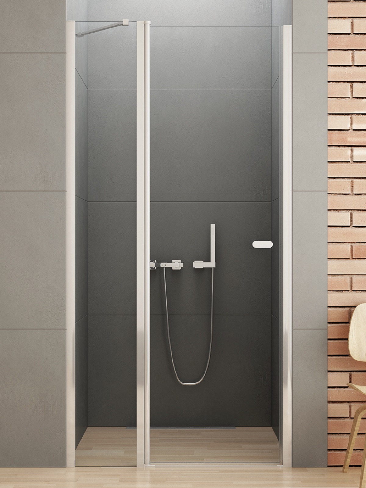 New Trendy New Soleo puerta de ducha 100 cm oscilante cromo brillante/vidrio transparente D-0156A-WK