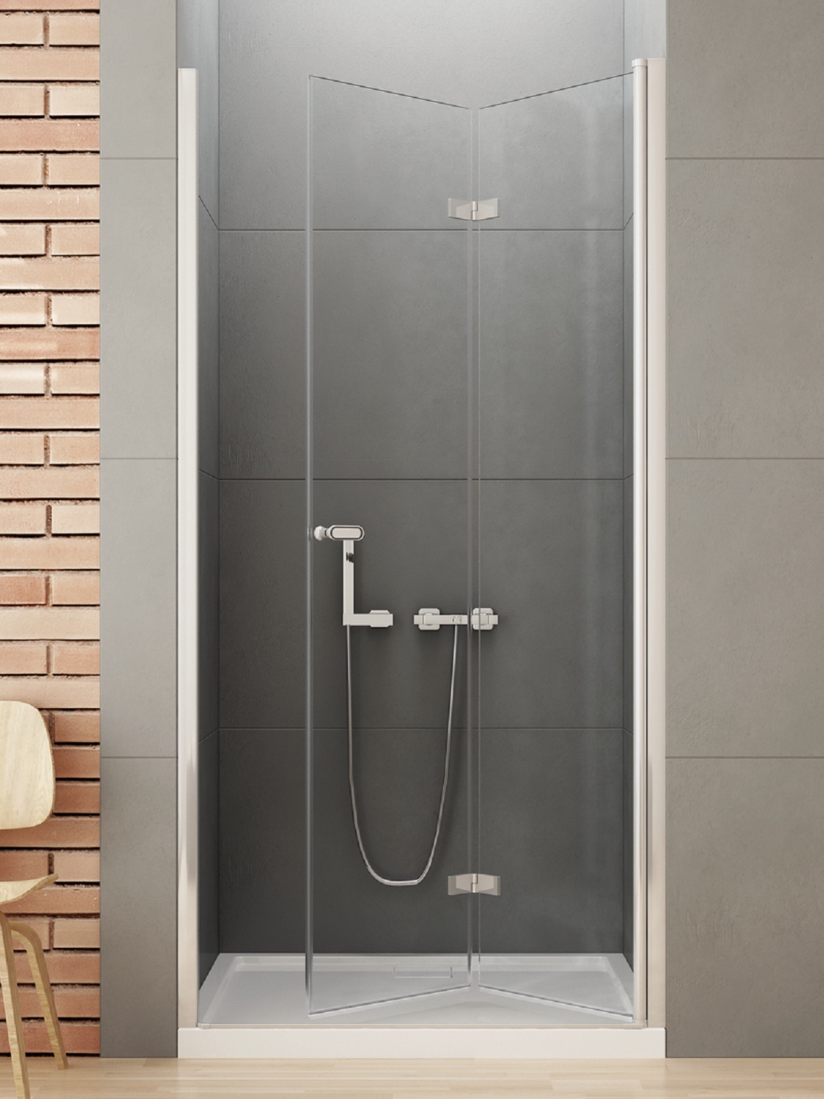 New Trendy New Soleo puerta de ducha 90 cm plegable cromo brillante/vidrio transparente D-0134A