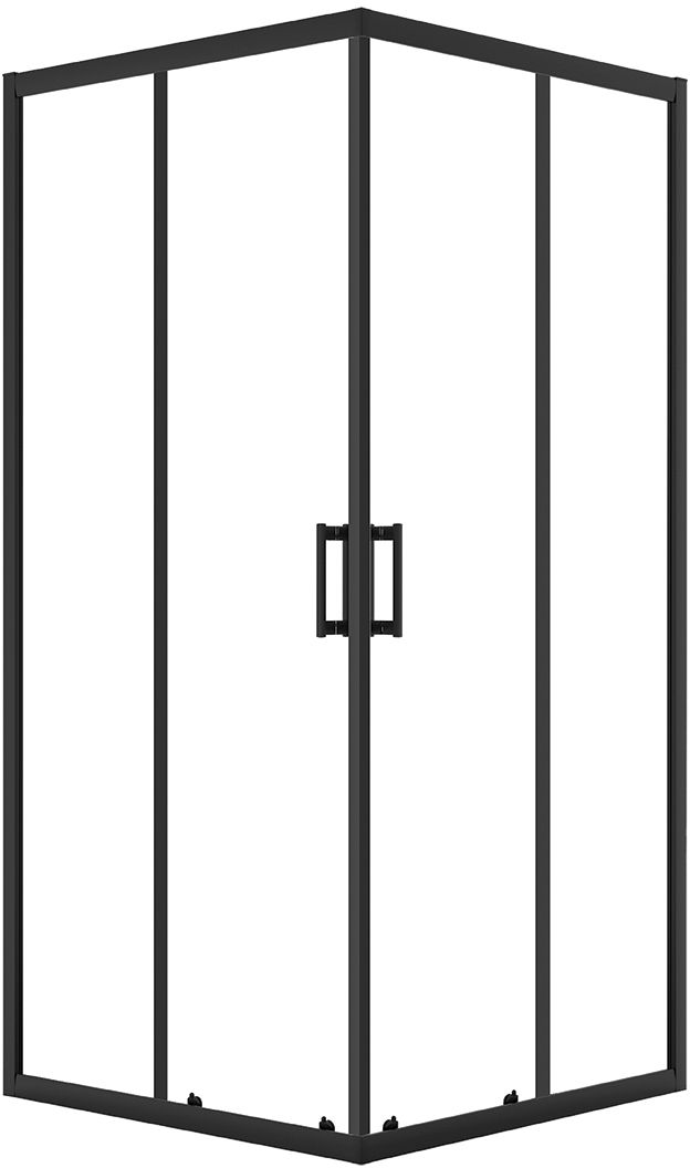Laveo Bresso cabina de ducha 80x80 cm cuadrada negro mate/vidrio transparente JKD_786K