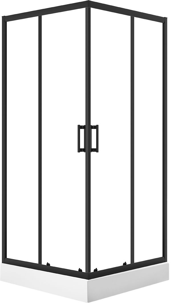 Laveo Bresso cabina con plato de ducha 90x90 cm cuadrada negro mate/vidrio transparente JKDD796K