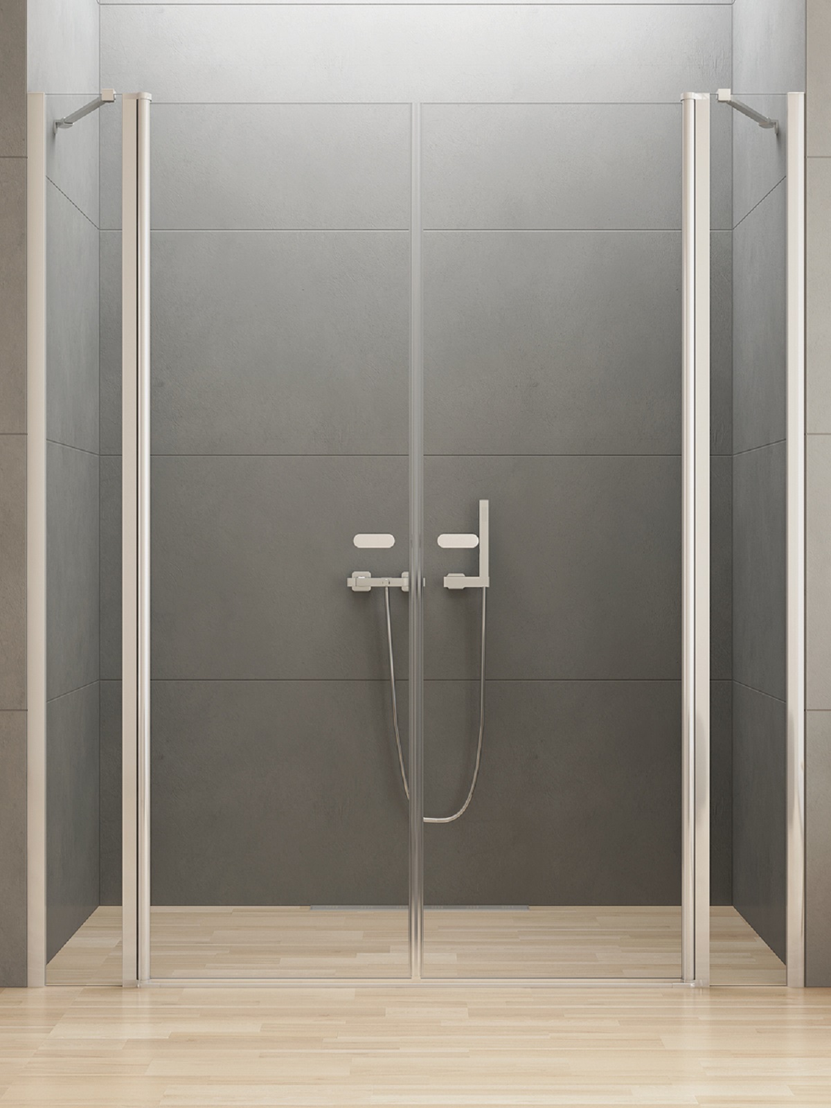 New Trendy New Soleo puerta de ducha 110 cm oscilante cromo brillante/vidrio transparente D-0255A