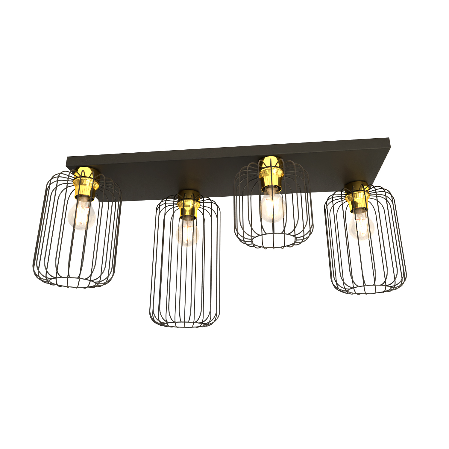 Emibig Barn plafón 4x15 W negro-oro 1366/4