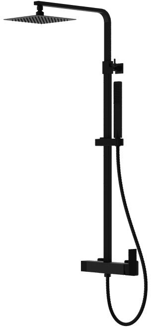 LaVita Aquila conjunto de ducha a pared con rociador con efecto lluvia negro 5900378342946