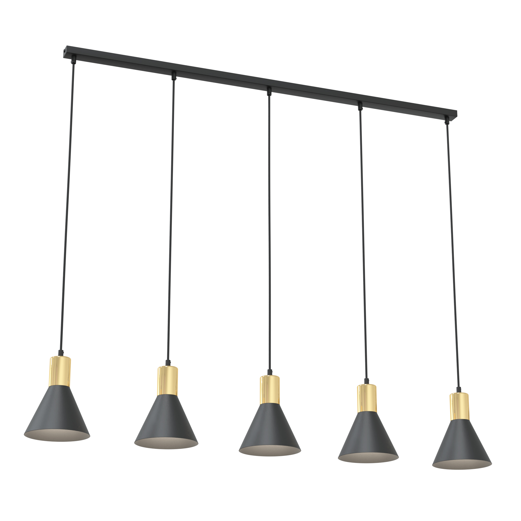 Emibig Rosa lámpara colgante 5x10 W negro-oro 1388/5
