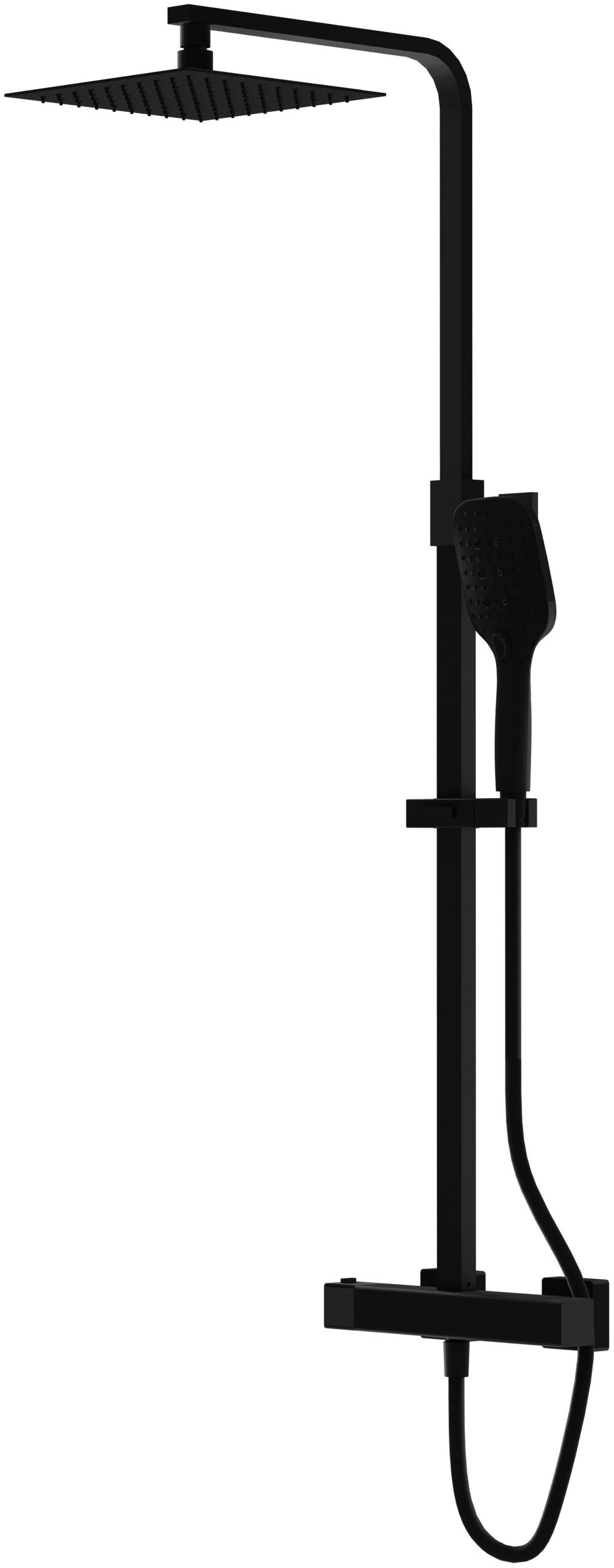 LaVita Cetus conjunto de ducha a pared con termostato con rociador con efecto lluvia negro 5900378346210