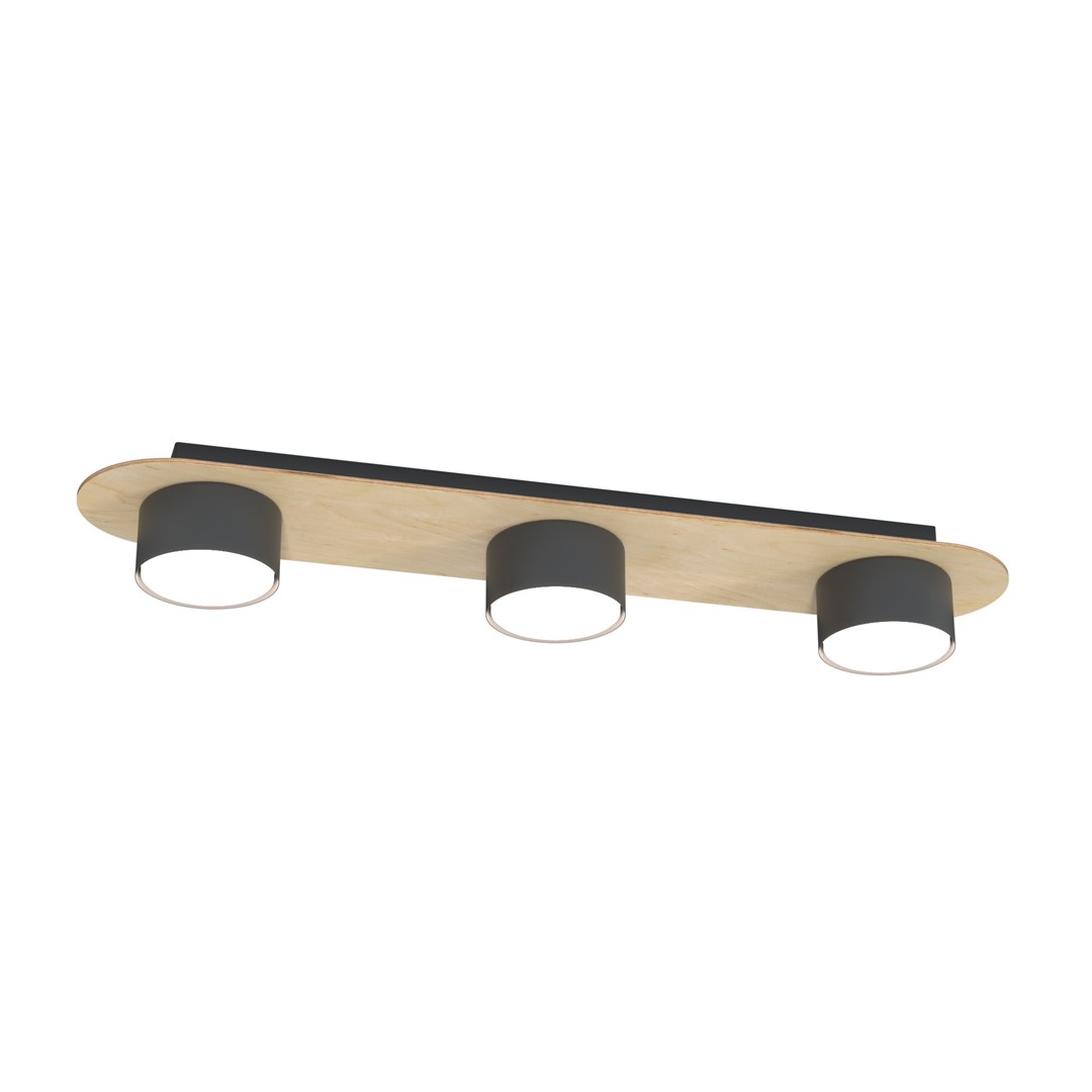 Emibig Diaz lámpara de techo 3x12 W negro-madera 1438/3