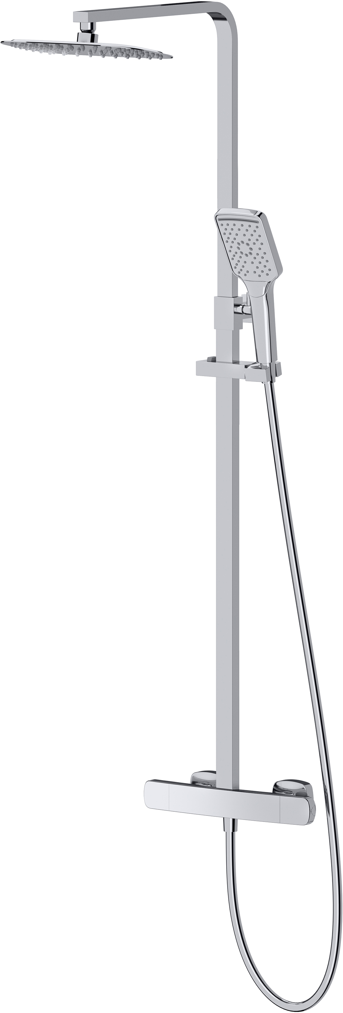 Cersanit Larga conjunto de ducha a pared con termostato con rociador con efecto lluvia cromo S952-049