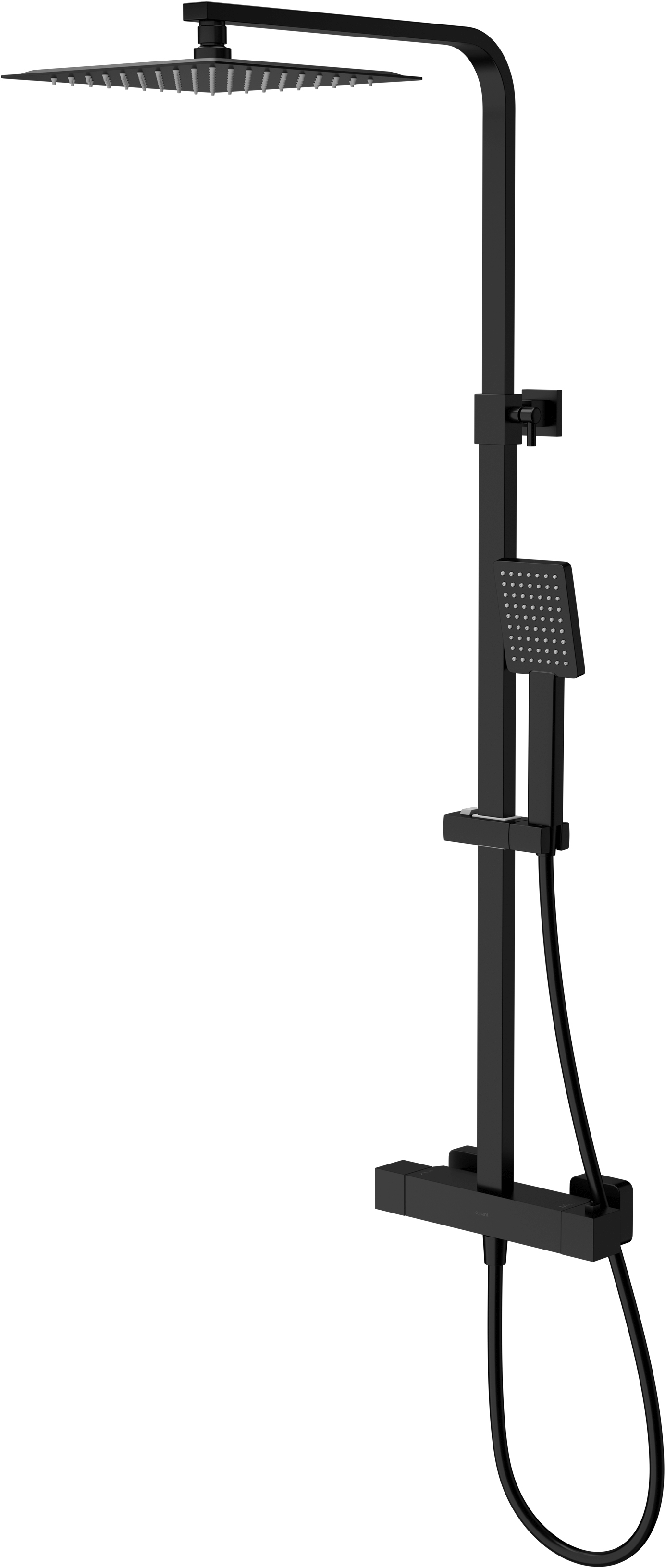 Cersanit City conjunto de ducha a pared con termostato con rociador con efecto lluvia negro S951-849