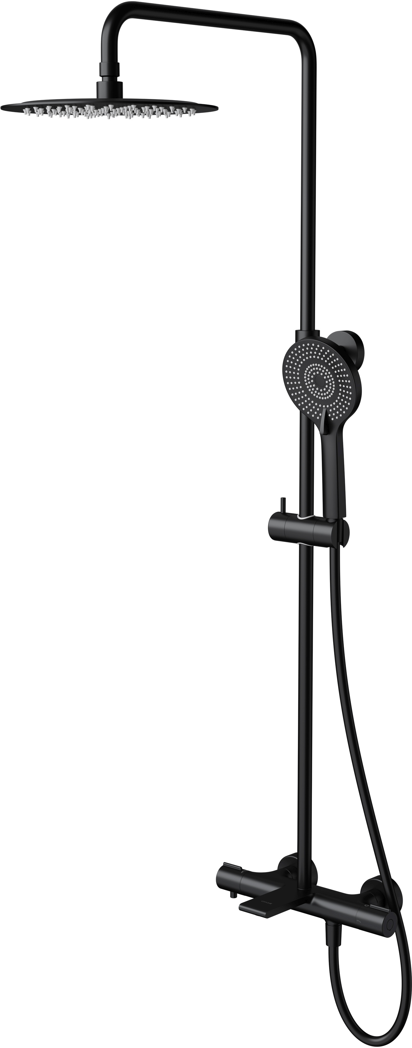 Cersanit Virgo conjunto bañera/ducha a pared con termostato con rociador con efecto lluvia negro S951-863