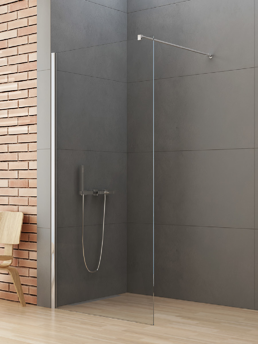 New Trendy New Soleo mampara de ducha walk-in 90 cm cromo brillante/vidrio transparente K-0459-WP