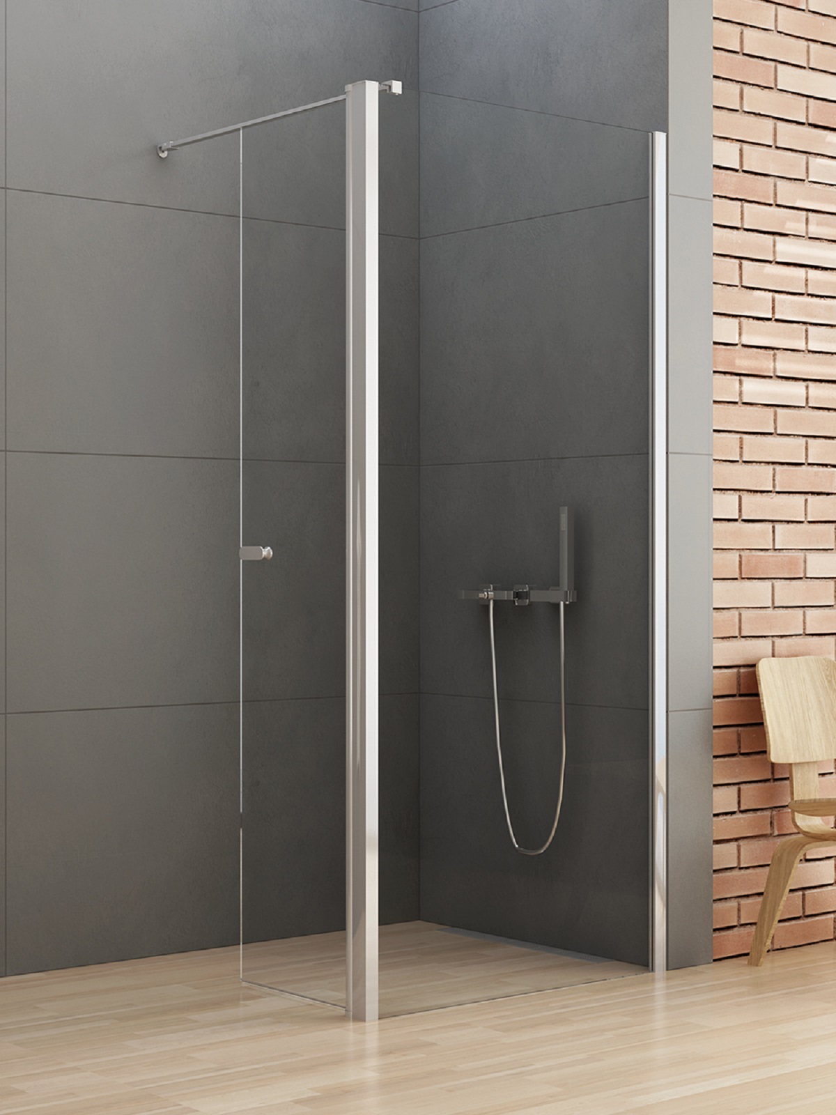 New Trendy New Soleo mampara de ducha walk-in 50 cm cromo brillante/vidrio transparente K-0753