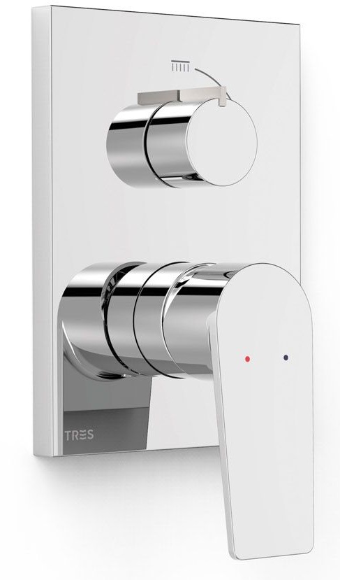 Tres Project grifo de bañera y ducha empotrado cromo 21128110