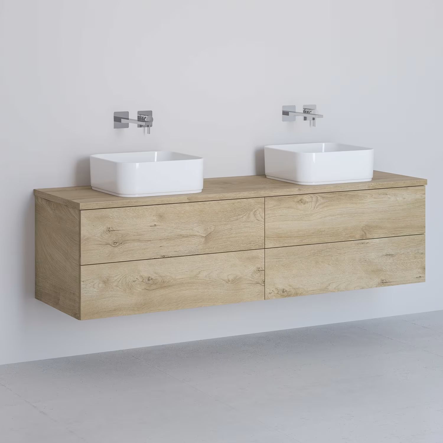 Kronenbach Cube armario con encimera 161x48.7x44.5 cm suspendido, para lavabo roble KBWTKOWT1614GH