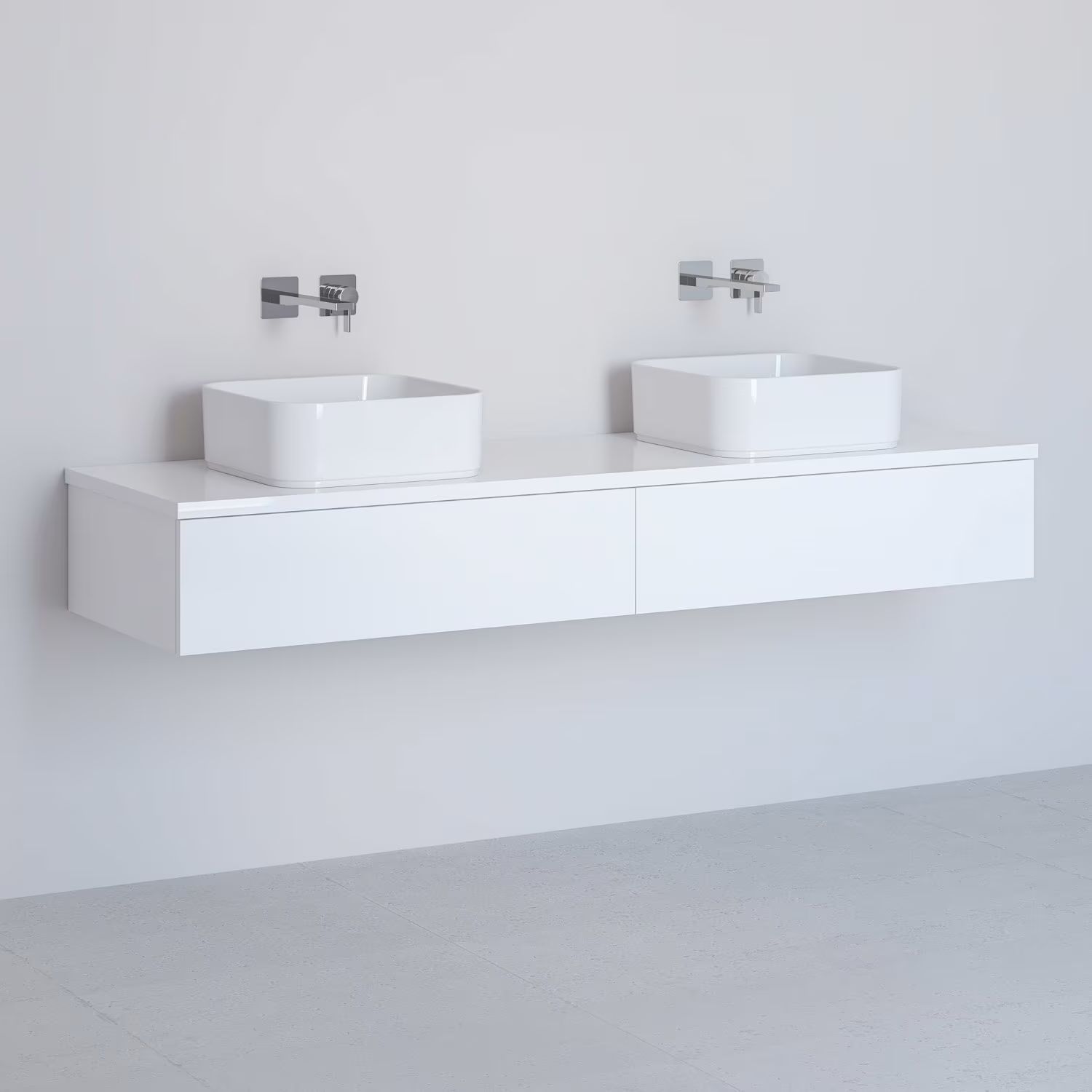 Kronenbach Cube armario con encimera 161x48.7x23.5 cm suspendido, para lavabo blanco KBWTKOWT1612WH