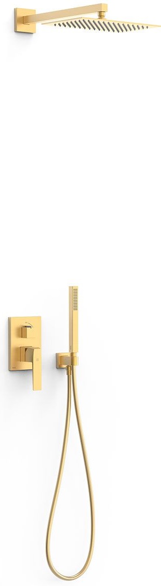 Tres Slim Exclusive conjunto de ducha empotrado con rociador con efecto lluvia oro 20228004OM