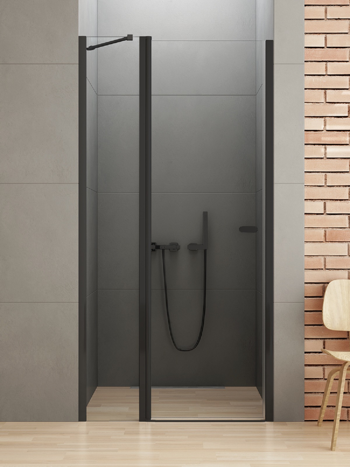 New Trendy New Soleo Black puerta de ducha 90 cm oscilante negro mate/vidrio transparente D-0241A