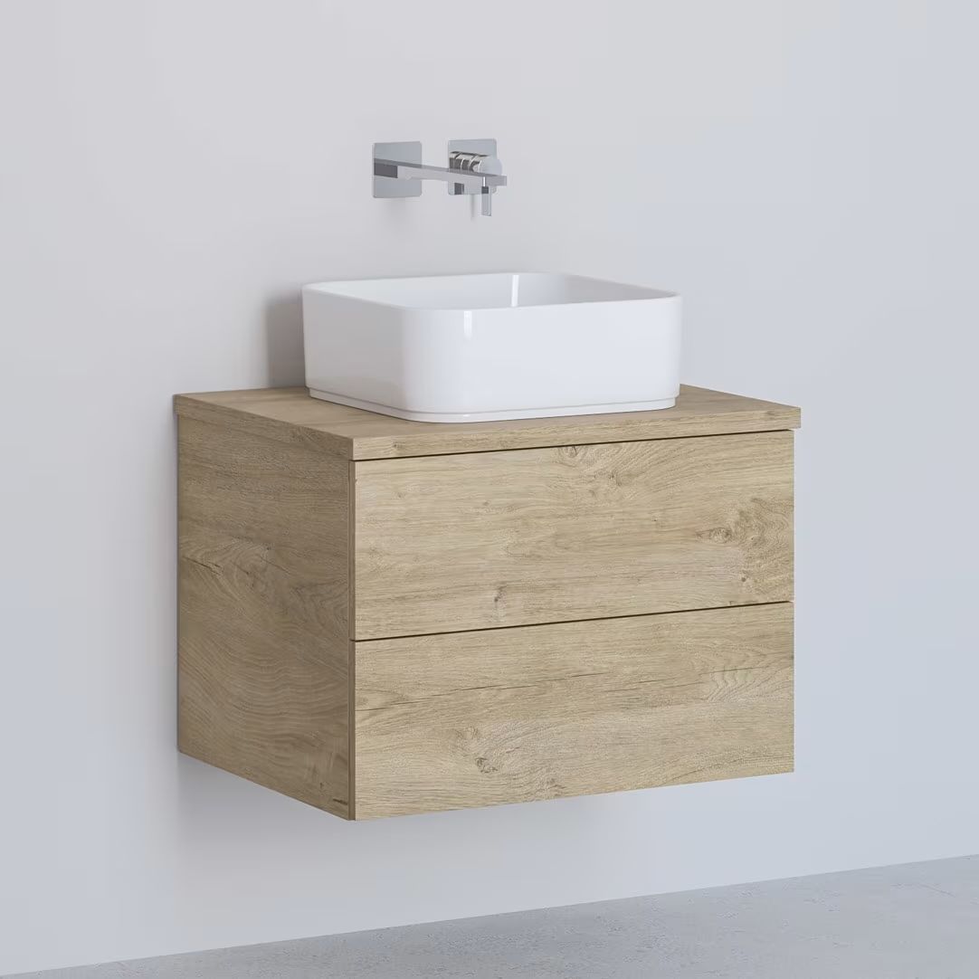 Kronenbach Cube armario con encimera 61x48.7x44.5 cm suspendido, para lavabo roble KBWTKOWTL612GH