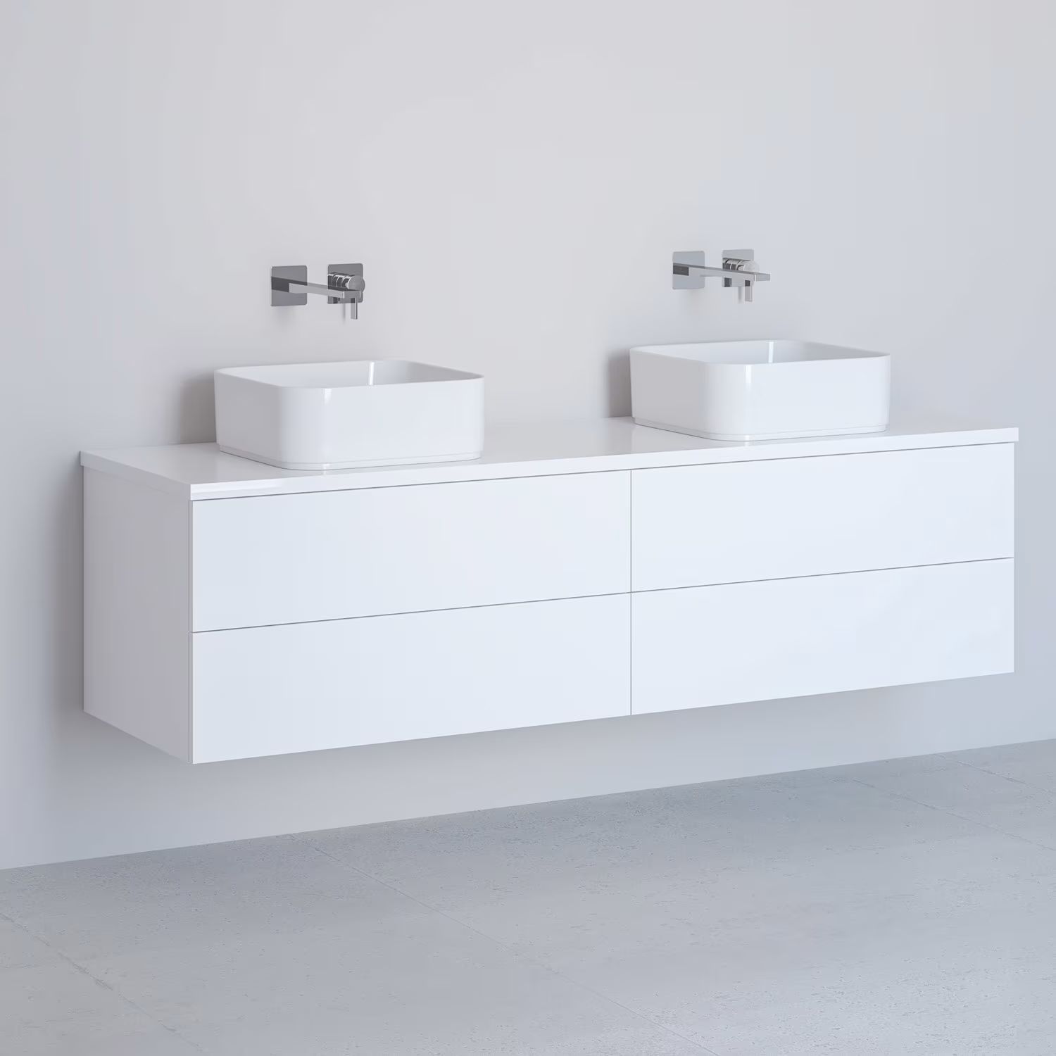 Kronenbach Cube armario con encimera 161x48.7x44.5 cm suspendido, para lavabo blanco KBWTKOWT1614WH