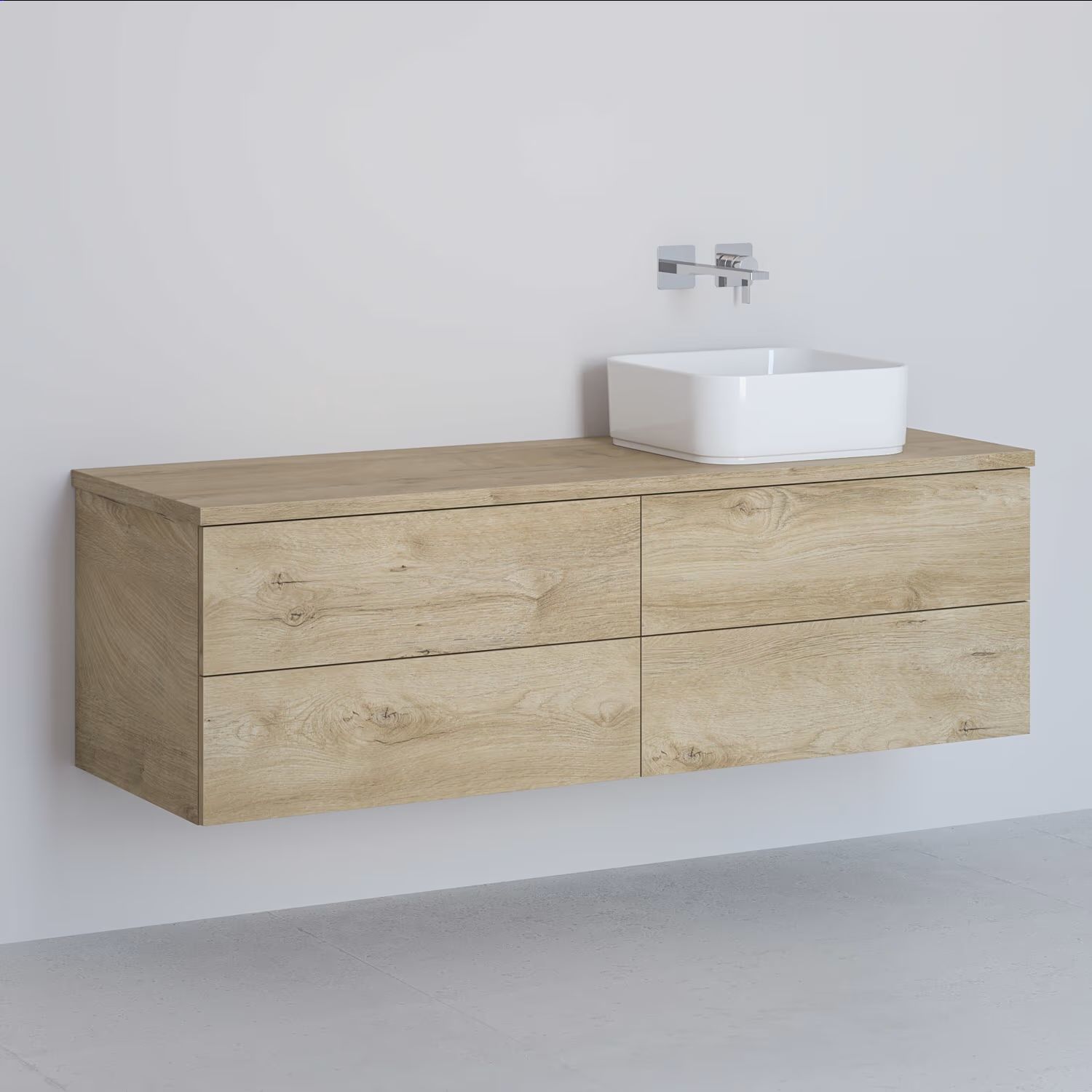 Kronenbach Cube armario con encimera 141x48.7x44.5 cm suspendido, para lavabo roble KBWTKOWTL1414GH