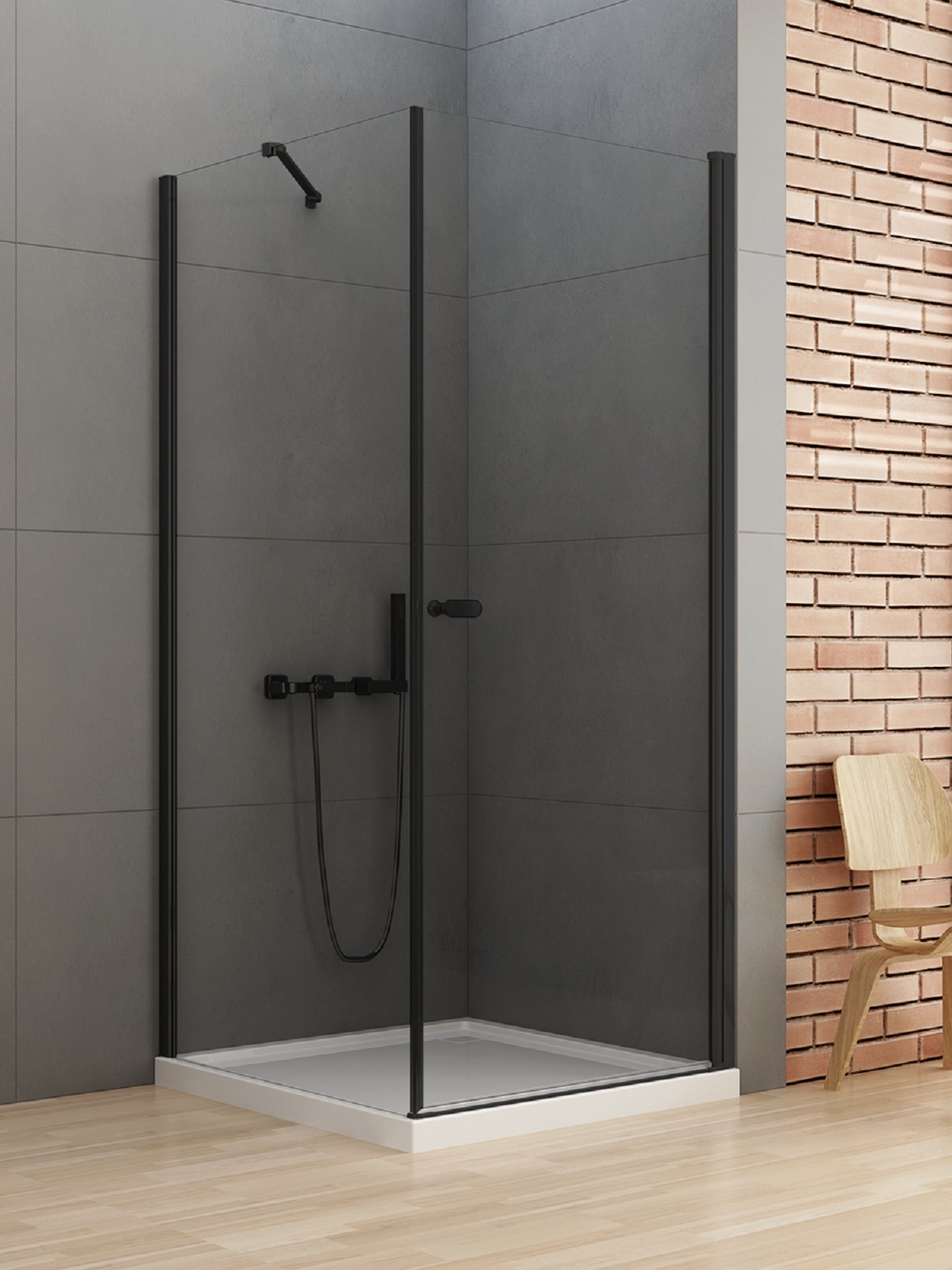 New Trendy New Soleo Black cabina de ducha 80x80 cm cuadrada negro mate/vidrio transparente D-0230A/D-0114B