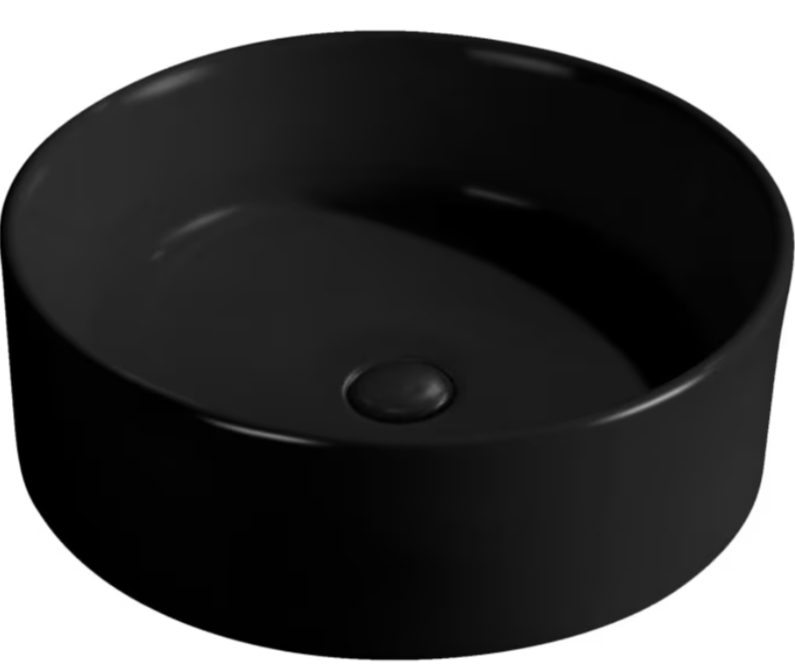 Kronenbach Tube lavabo 46x46 cm circular sobre encimera negro mate KB597020BK
