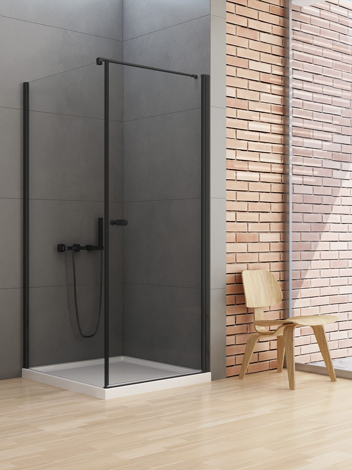 New Trendy New Soleo Black cabina de ducha 110x90 cm rectangular negro mate/vidrio transparente D-0231A/D-0148B-WP
