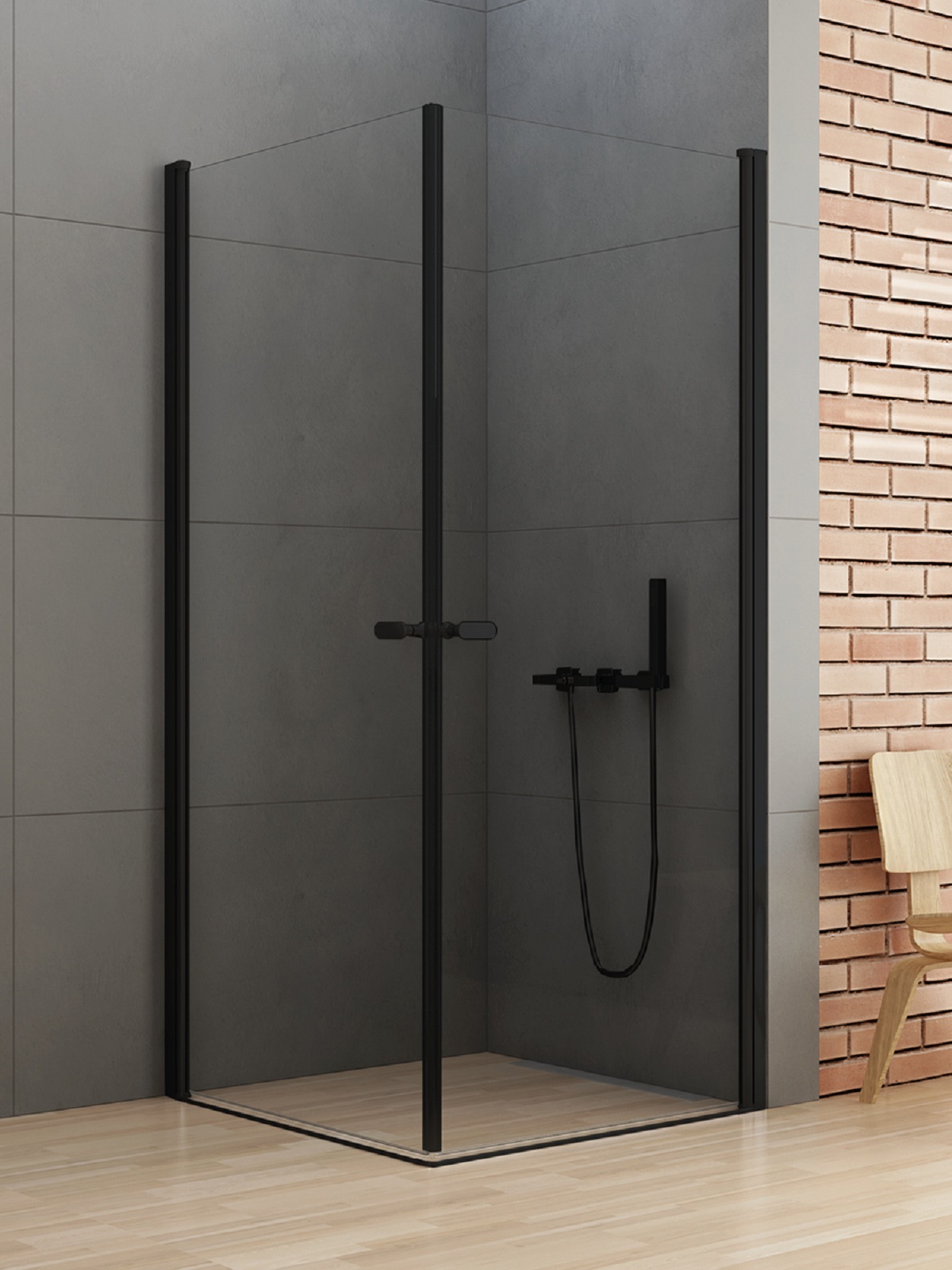 New Trendy New Soleo Black cabina de ducha 100x100 cm cuadrada negro mate/vidrio transparente D-0232A/D-0232A
