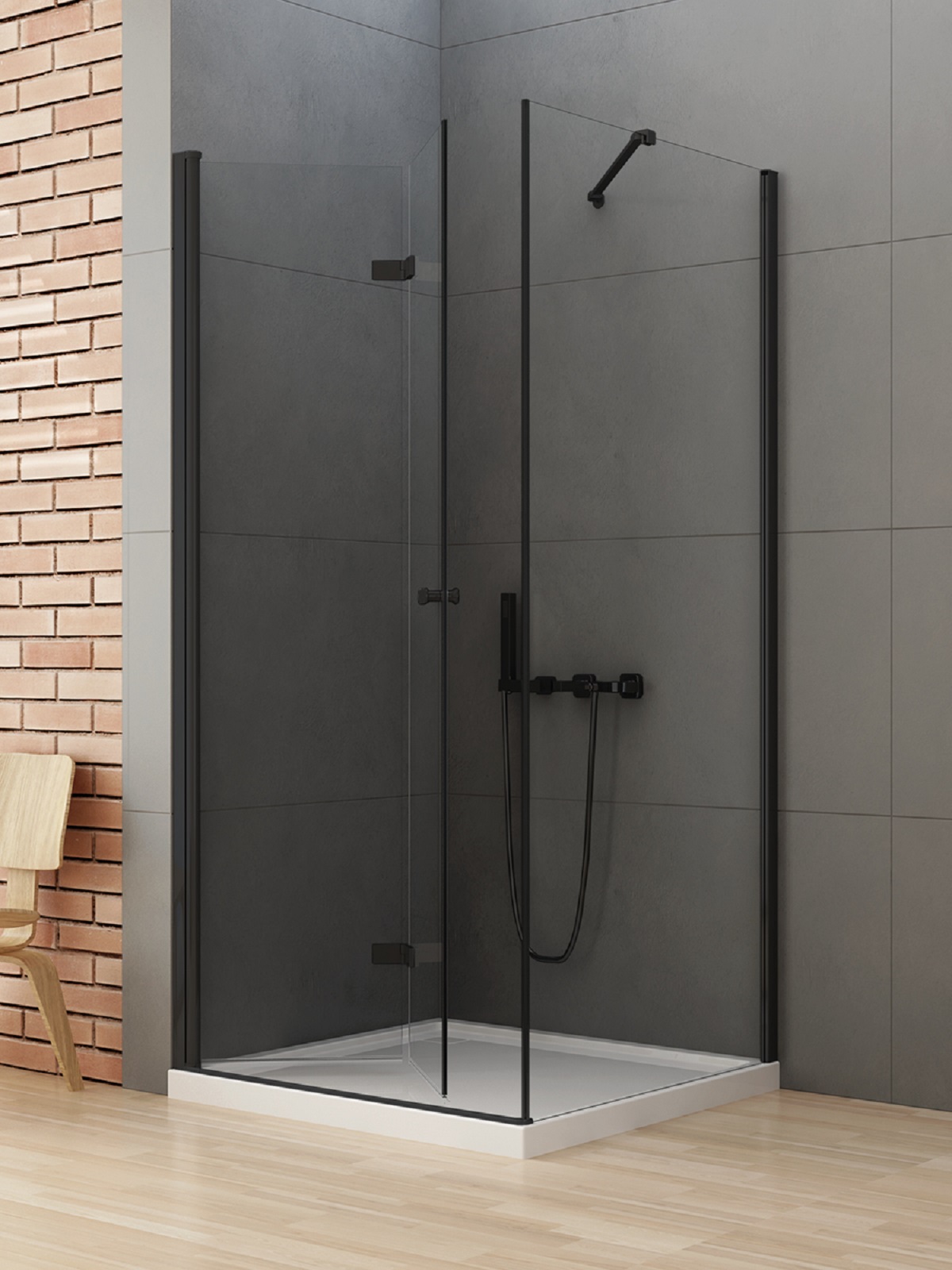 New Trendy New Soleo Black cabina de ducha 70x70 cm cuadrada negro mate/vidrio transparente D-0233A/D-0113B