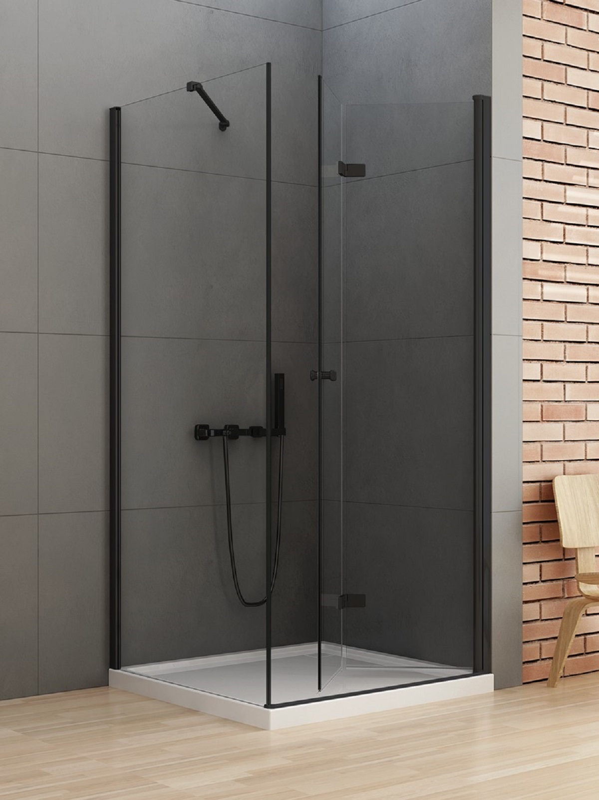 New Trendy New Soleo Black cabina de ducha 100x90 cm rectangular negro mate/vidrio transparente D-0240A/D-0115B