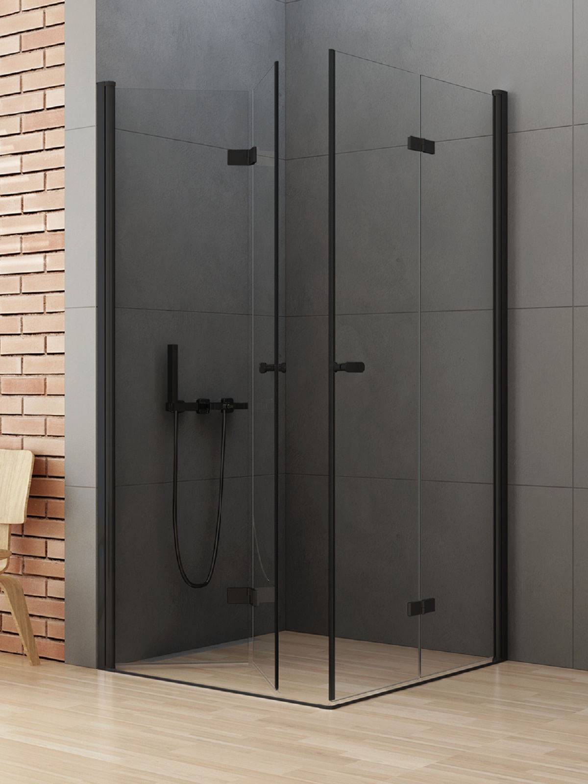 New Trendy New Soleo Black cabina de ducha 90x70 cm rectangular negro mate/vidrio transparente D-0235A/D-0237A