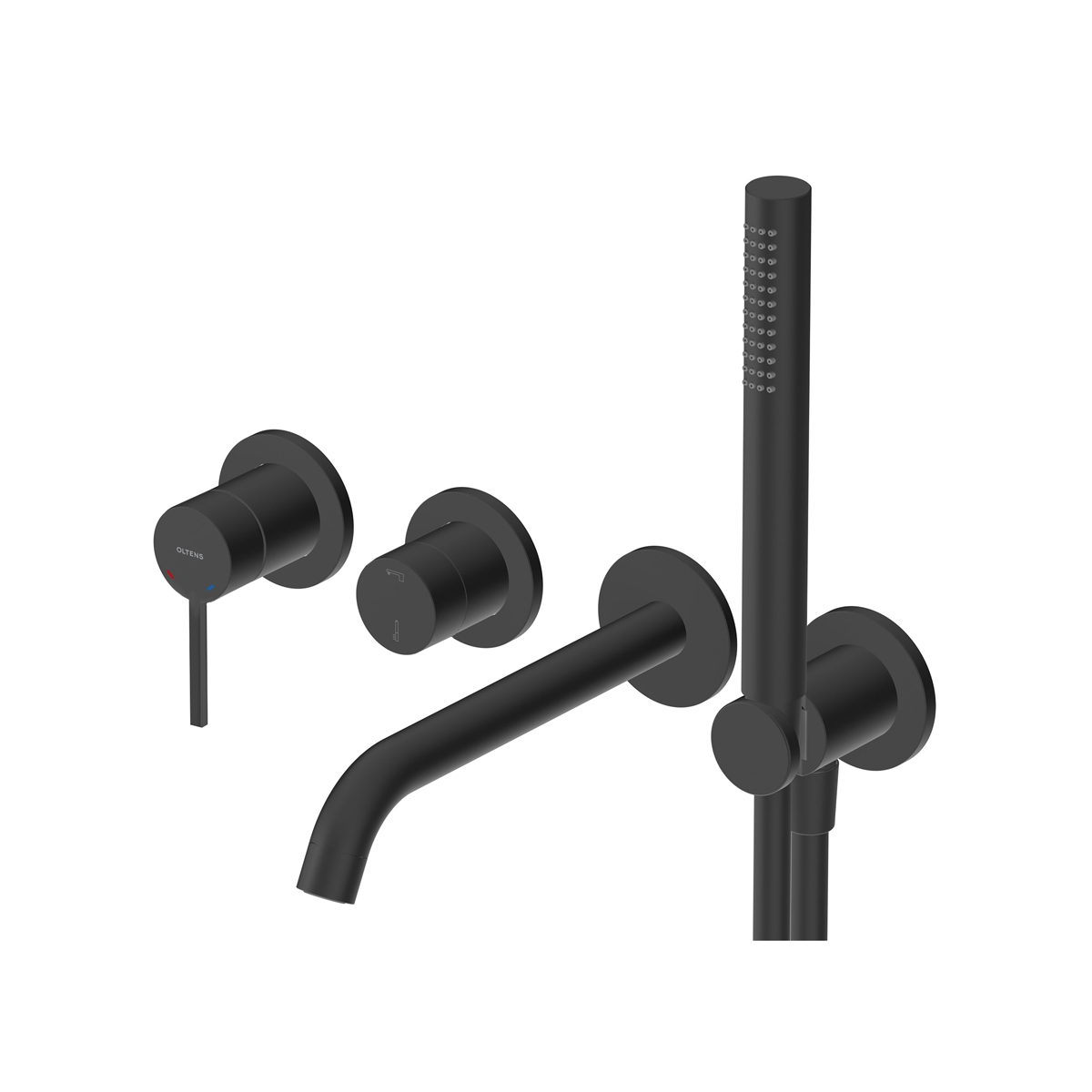 Oltens Rann grifo de bañera y ducha empotrado negro mate 34110300
