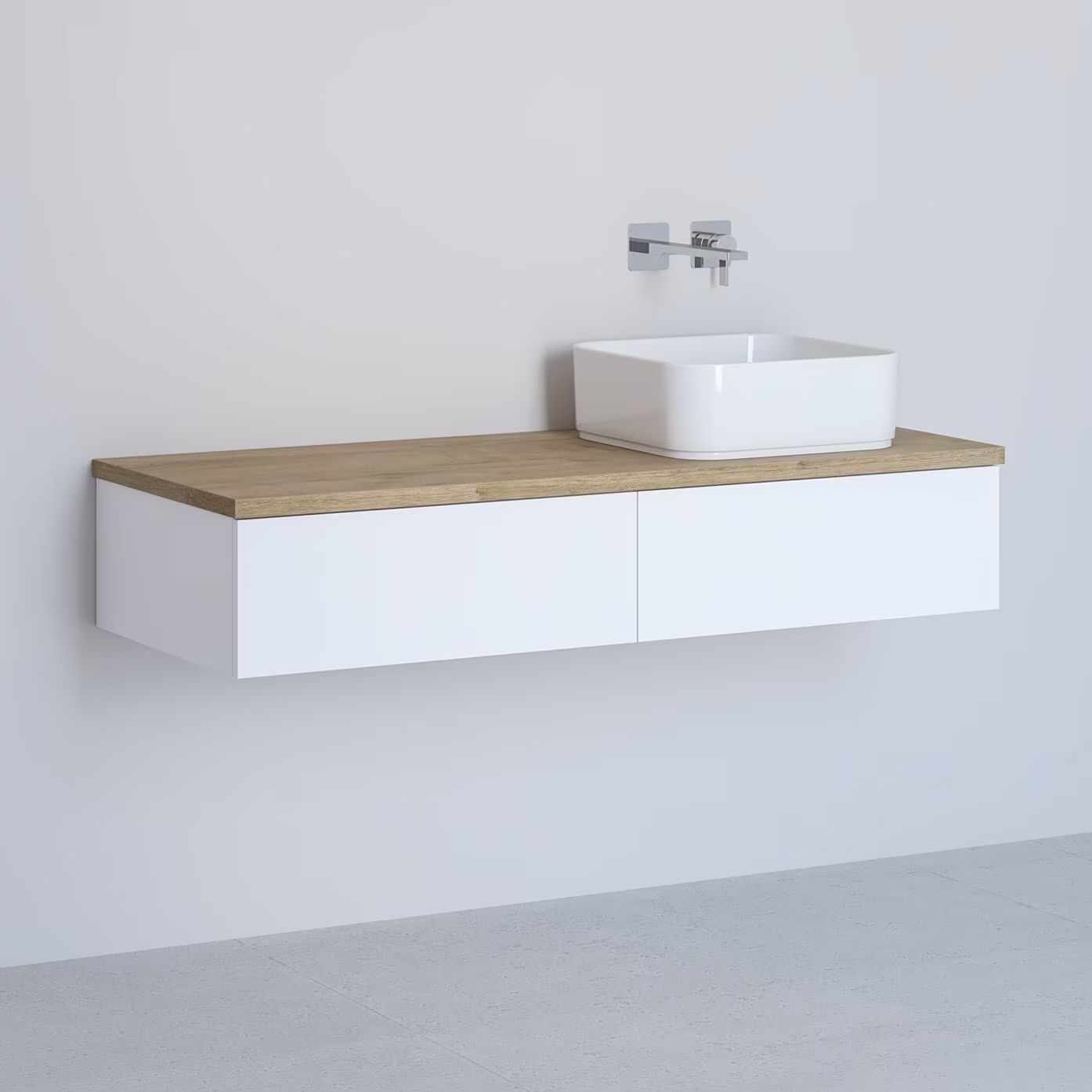 Kronenbach Cube armario con encimera 121x48.7x23.5 cm suspendido, para lavabo blanco-roble KBWTKOWTL1212WHGH